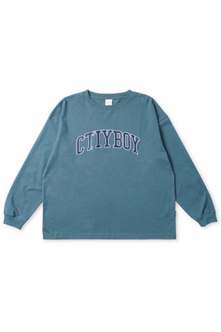 City Boy Print Long Sleeve Tee In Blue