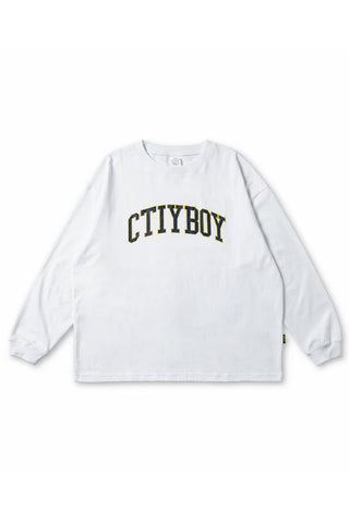 City Boy Print Long Sleeve Tee In White